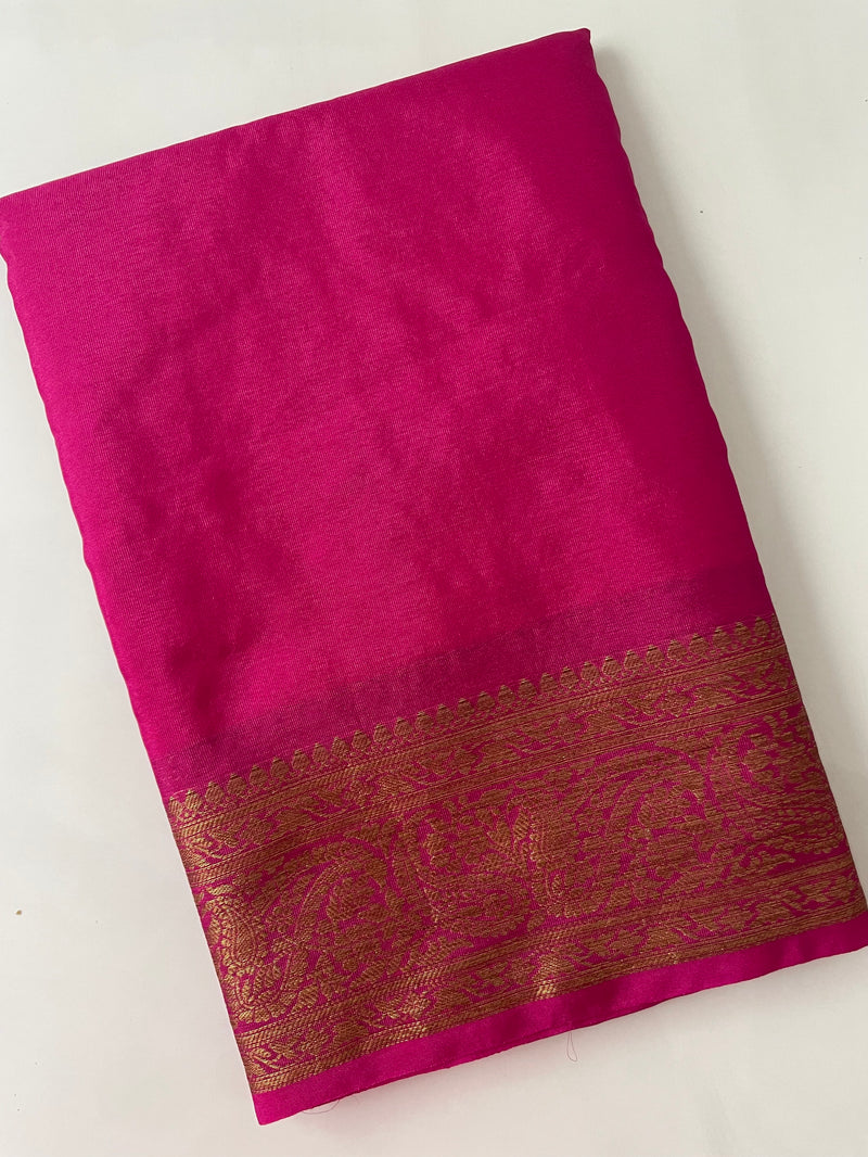 Soft dola silk saree with brocade blouse MDLS215 RaniPink