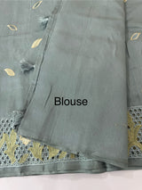 Cutwork Raw silk saree MSH228(2) DustyBlue