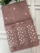 Kota checks saree with embroidery SVTS34- DuskyMauve