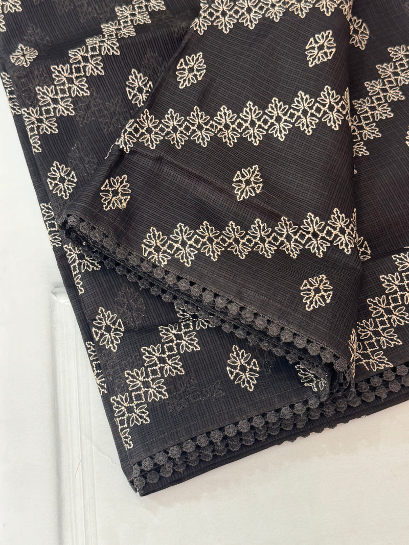 Soft kota silk saree with embriodery MS14808 Black
