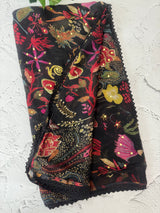 Chiffon Brasso saree with mirror work - MS7611 Black(3)