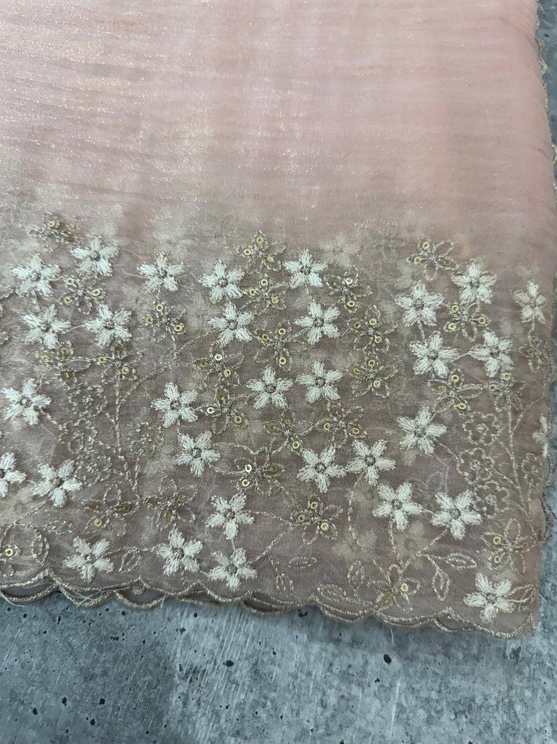 Crush tissue Organza saree with embroidery work MS14791- PastelPeach