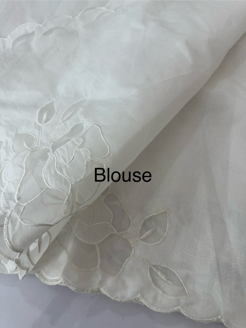 Mul chanderi saree with applique borders MSH111 -White