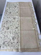Blended soft tussar saree with cross stitch embriodery - MS8666 (3)