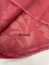 Semi organza saree with appliqué work - MSH906- DarkPink