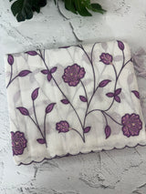 Mul cotton applique work saree with scalloped borders MSH166