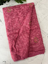 Soft kota checks saree with embroidery - MS7679 Pink