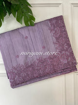 Cutwork semi tussar saree  - MSS639 Lavender