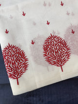 Supernet saree with embroidery MCJ875 white & Red