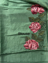 Crush Organza cutwork & embroidery saree MS7544- JadeGreen