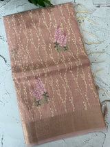 Tissue Silk embriodery saree MS49892 Pastel PeachPink