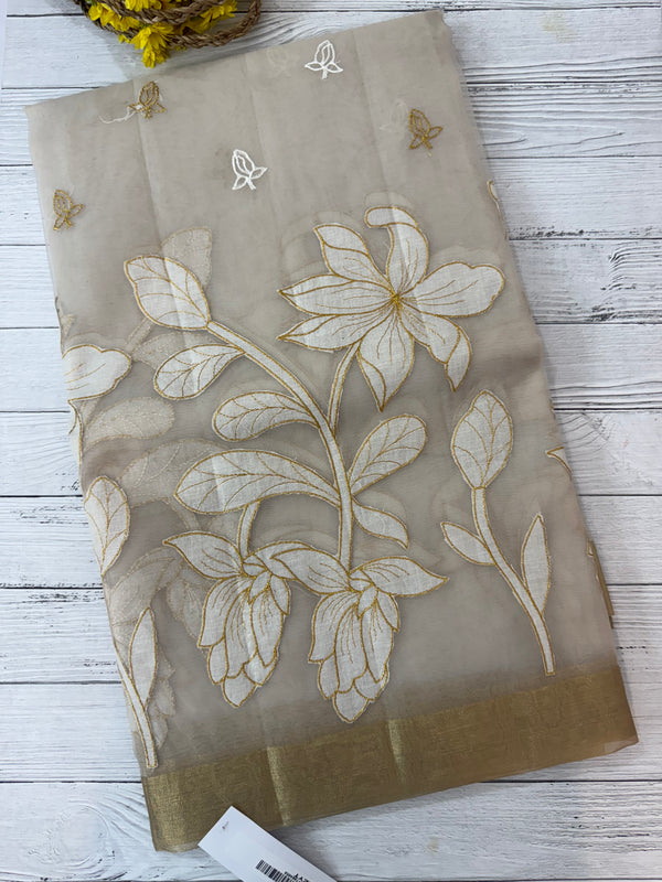 Banarasi Organza saree with applique work MS4532