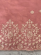 Soft Chanderi saree with  embroidery borders- MCK77 PeachPink