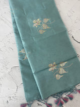 Tussar finish soft silk saree with thread embroidery MTS568 LightBlue