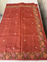 Blended tussar saree with cutwork border- MSHK695(2) DarkPeach