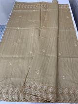 Semi tussar saree with cutwork MSHK566 Chiku