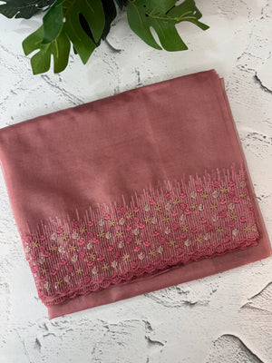 Organza saree with embroidery borders - MSH907 DuskyPeachPink
