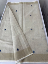 Tissue linen saree with embroidery MLS8977
