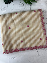 Chanderi Tissue silk saree with scalloped borders - MNM222 Pink