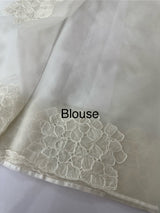 Semi organza saree with embroidery & scallop border - MSH901 OffWhite