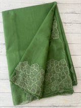 Semi organza saree with embroidery & scallop border - MSH901 JadeGreen