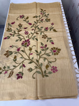 Jute Linen saree with embroidery MSH7511 - Beige