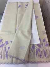 Tissue cotton applique work saree MS6743(2) Lavender