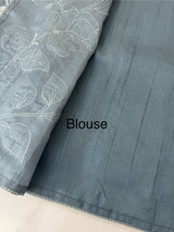 Blended Tussar silk saree with tissue applique work- MSH193 DuskyBlue