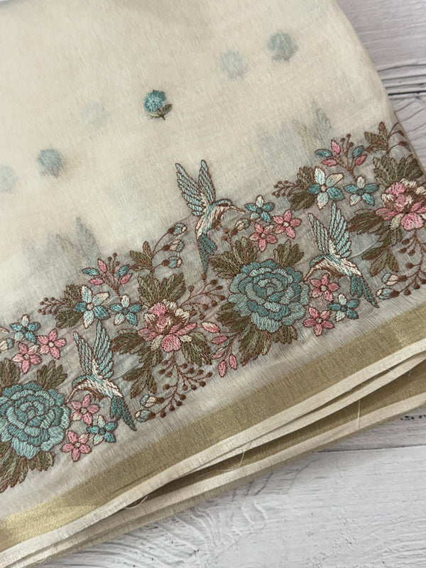 Chanderi viscose silk saree with embroidery MS98544