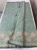 Applique and embroidery work 
 Kota Silk saree MSH118- DuksyBlueGreen