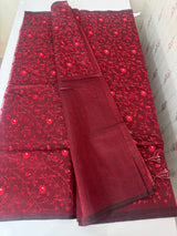 Kota silk cotton saree with applique work MS81788 - MaroonRed