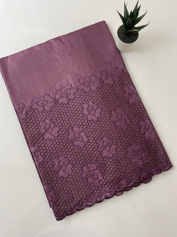 Pure tussar silk saree with cutwork - MTSS651 DARK MAUVE