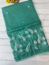 Soft kota checks saree with embroidery SVPIIY- BluishGreen