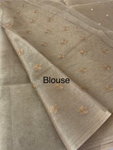 Tissue Silk Saree with mirror work SHRNSMM- Bronze - MS8933