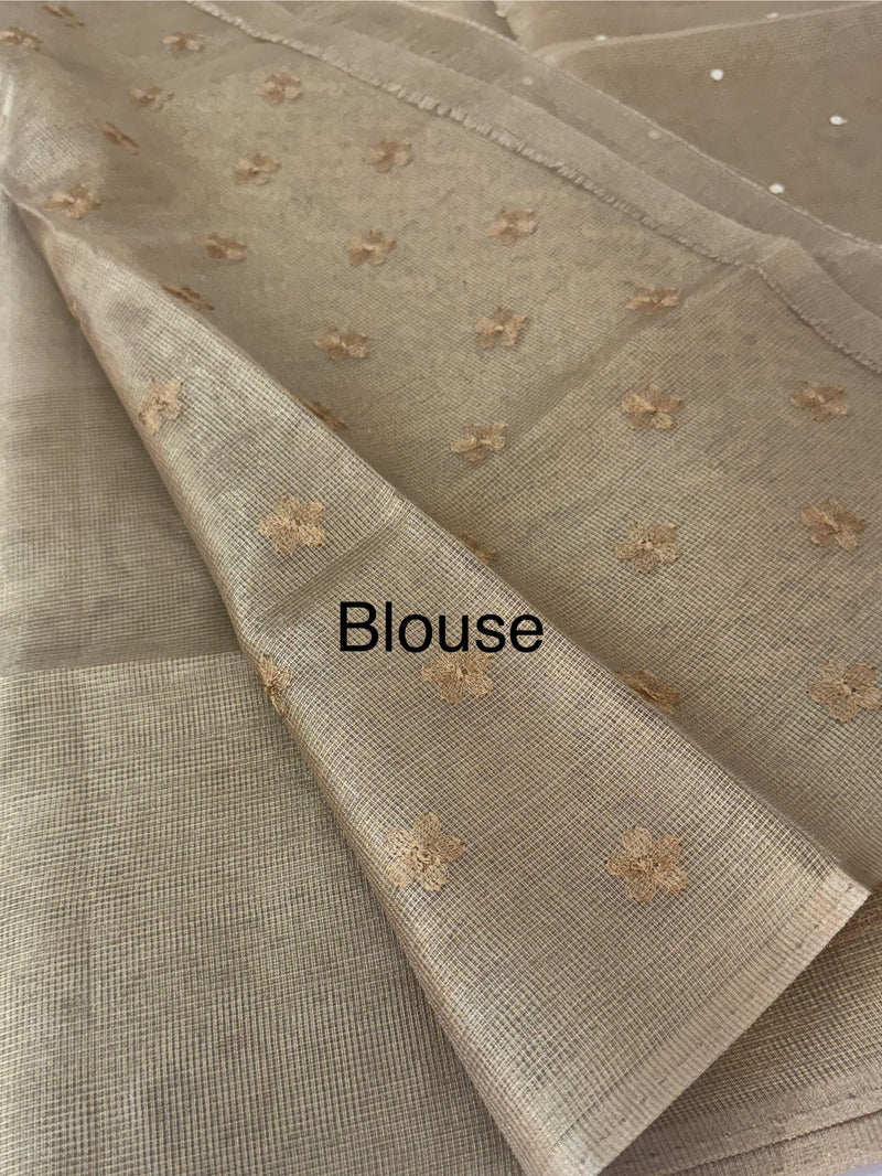Tissue Silk Saree with mirror work SHRNSMM- Bronze - MS8933