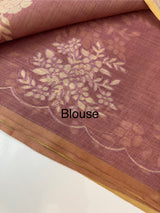 Tissue Linen Saree with applique work MRS890