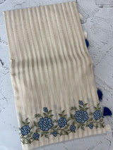 Mul chanderi saree with cross stitch embriodery & zari lines MSH272