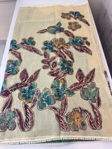 Tissue linen saree with applique work MLS5478