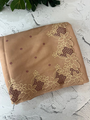 Satin finish kosa tussar saree with cutwork - MSH205 Taupe
