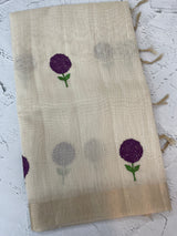 Tissue linen saree with embroidery MSL845