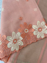 Soft Tissue kota embroidery saree MSK4660 Peach