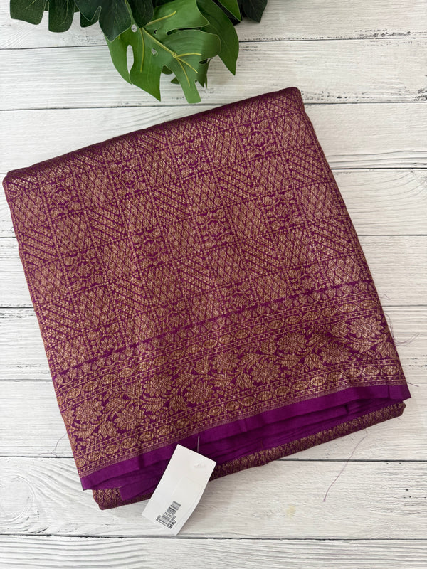 Semi katan Banarasi saree in antique zari weaving - MSKB899 Vadamalli