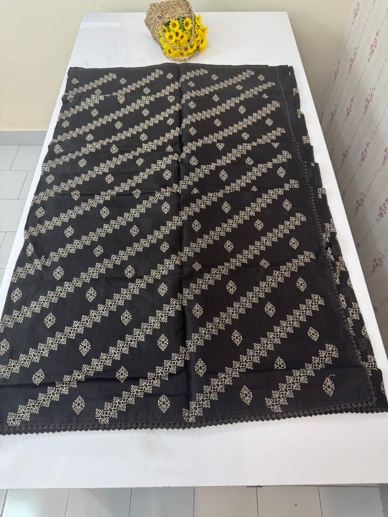 Soft kota silk saree with embriodery MS14808 Black