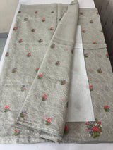 Semi linen saree with embroidery- MS15167