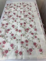 White Supernet saree with embroidery MSH153