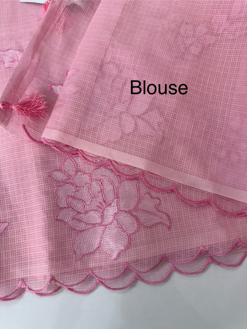 Silky kota embroidery saree  MSK890 Pink