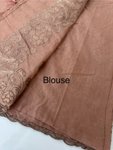 Mul chanderi tissue applique saree MSH151- NudeBrown