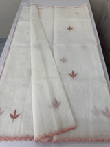 Soft Kota Applique work saree  MSH148 - White to Peach