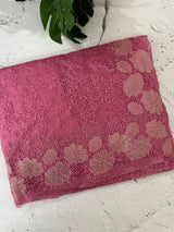 Semi Soft Organza saree with thread work and applique borders - MCW666 Pink