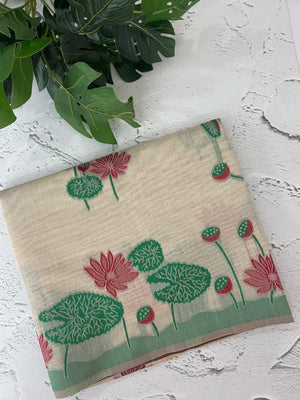 Jamdani silk Cotton Saree with lotus motifs  MSJ790 (2)